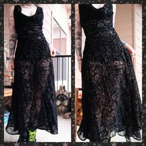 Vintage 90s sheer witch maxi dress women's M or L